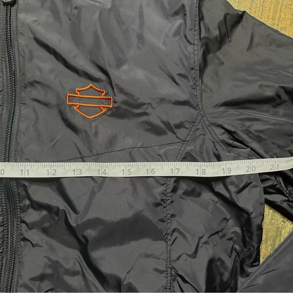 Harley-Davidson Hooded Windbreaker Jacket Men’s Large Black Orange - Picture 9 of 9